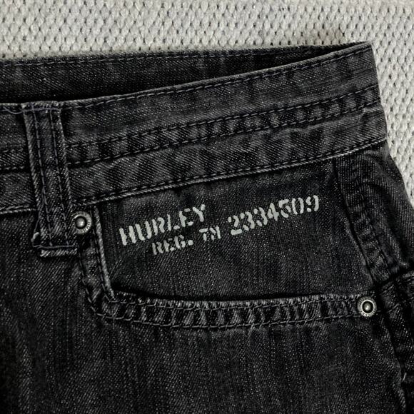Hurley X Jeans Men's 34X34 Black Relaxed Fit Straight Skater Y2K Button Fly 2007 - Picture 6 of 15